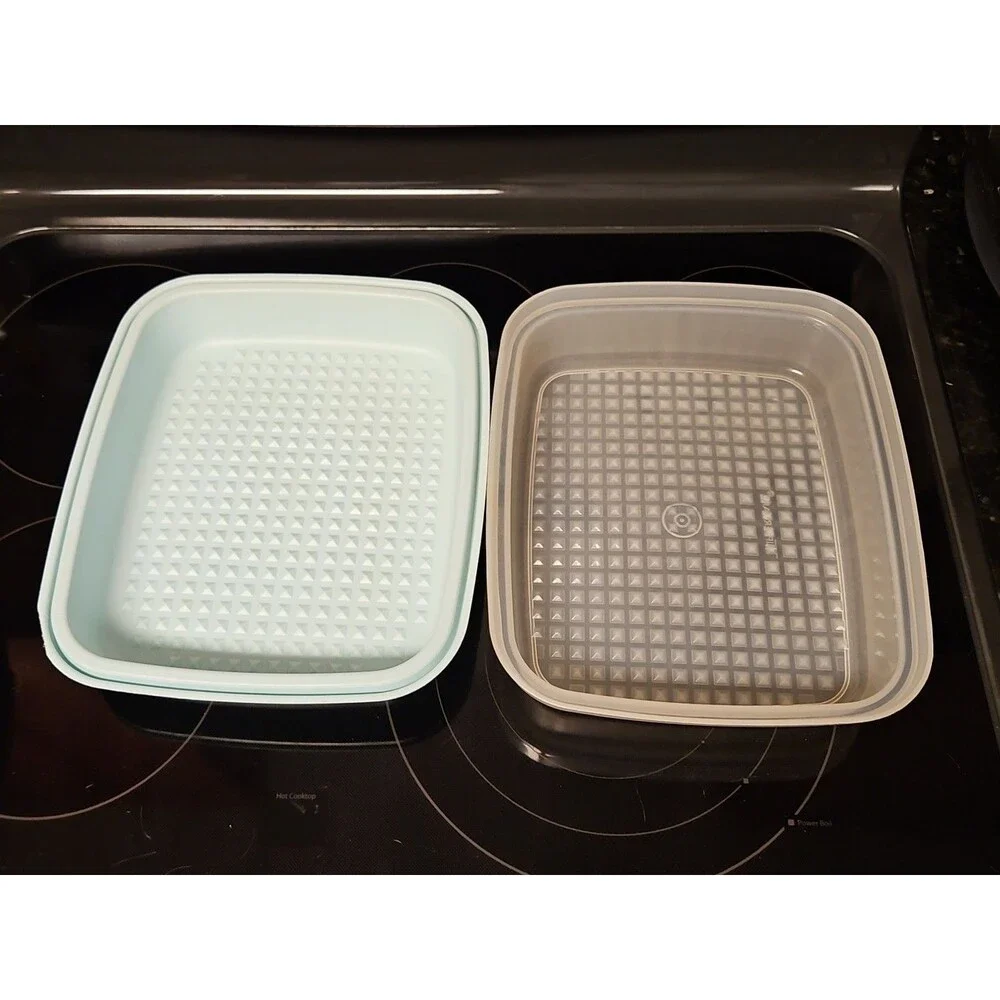 Vintage Tupperware Mint Green Season & Serve Marinade Dish W Lid 1295-7 & 1294-1